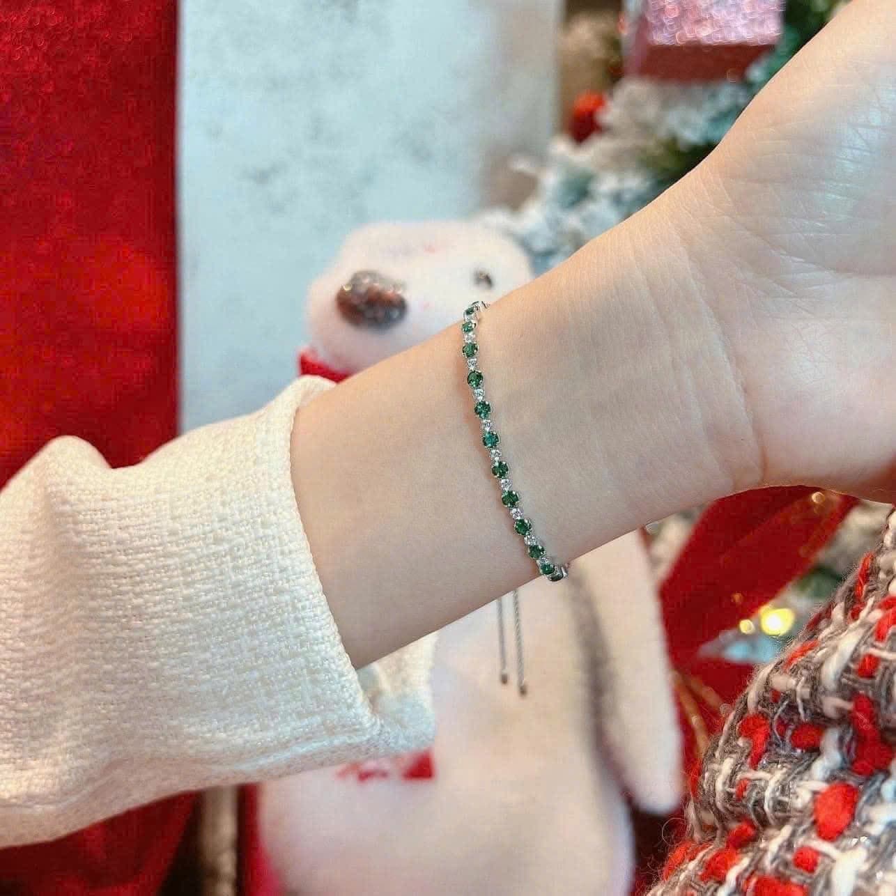 Lắc trilogy xanh lá mix trắng